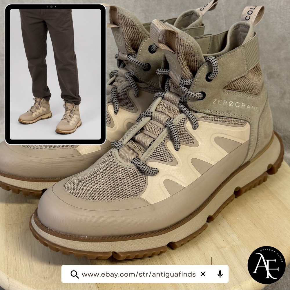 Cole Haan Zerogrand Omni Hiker Boots Mens 11.5 M Tan Beige Suede Mesh C34438